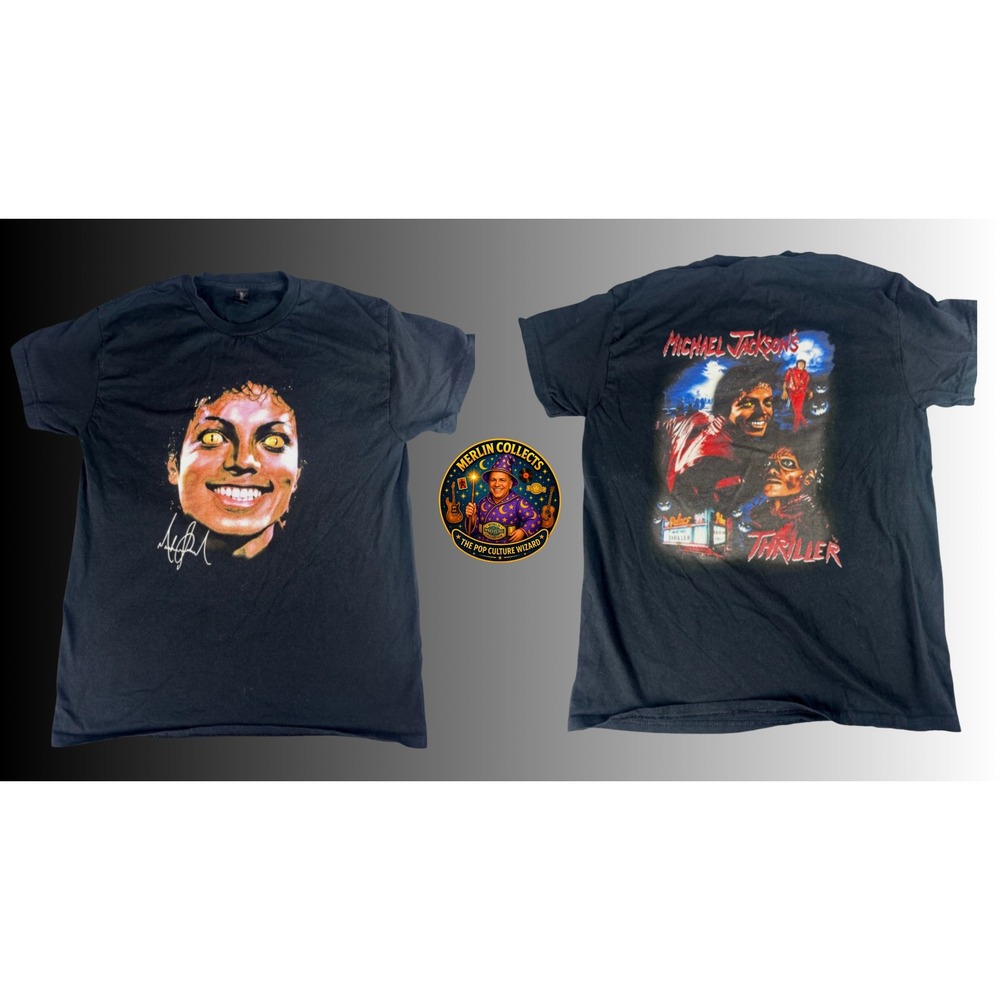 Michael Jackson Thriller Shirt Mens M Black Double Sided Graphic Tee King of Pop